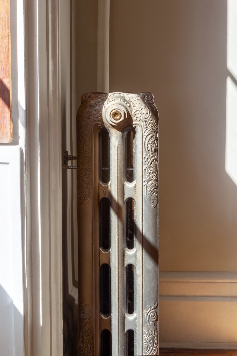 ornate cast iron radiator in West village manhattan new york